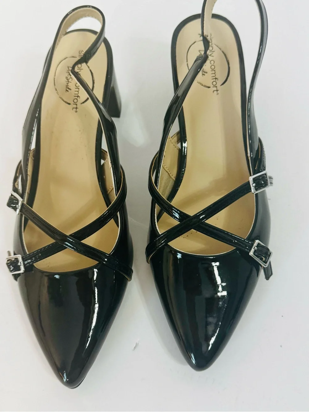 Life stride Easy Comfort Black Patent Slingback Heel - Women's